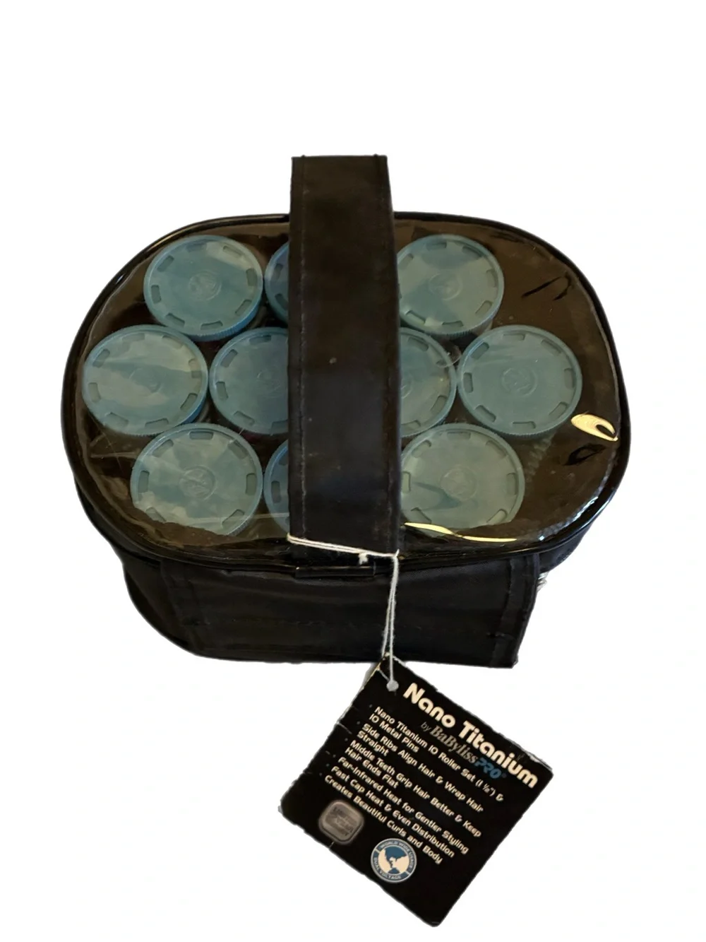 BaBylissPRO Nano Titanium 10 Piece Hot Rollers Travel Carry Case Hairsetter NEW